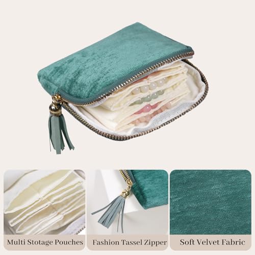 Stratalife Small Travel Jewelry Case, Velvet Storgae Pouch - color: Mint Blue