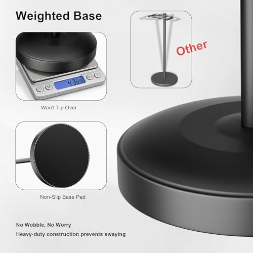 Freestanding Toilet Paper Holder Stand, Heavy Duty Matte Black Stainless Steel Toilet Paper Holder with Weighted Base, Rustproof & Tool-Free Installation for Modern Bathrooms - color: Black