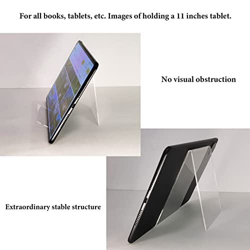 10 PCS 6‘’ x 4‘’ Acrylic Book Display Stand Clear Easel Without Ledge Tablet Holder for Displaying Books, Pictures, Notebooks, CDs, Artworks, etc (Large)