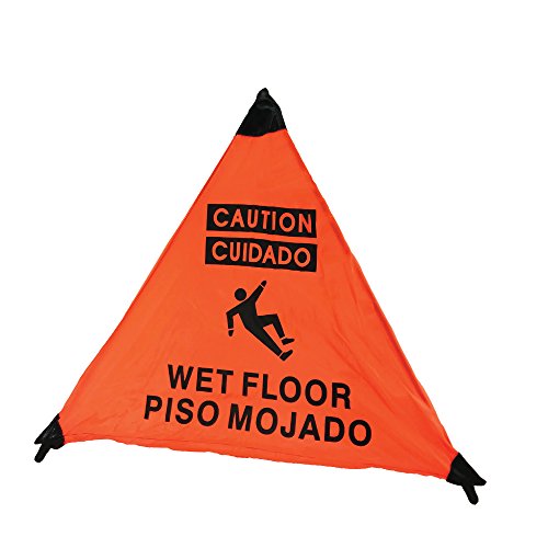 Wet Floor Sign: English/Spanish 18' Orange with Hang Tube