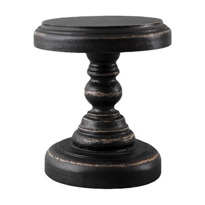 SOFE Black Wood Display Riser, Rustic Small Pedestal Stand/Planter Stands - color: Black