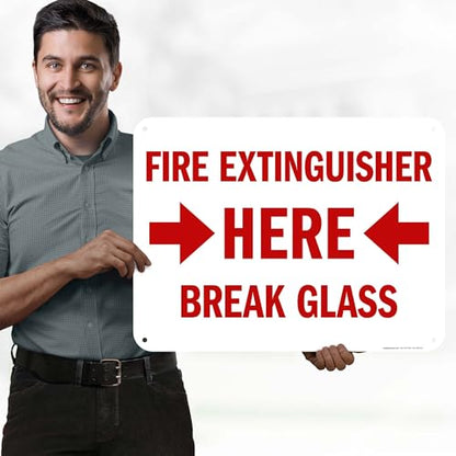 Fire Extinguisher Here Break Glass Sign, (MS-25700) 18x24 Inches, 55 mil thick HDPS (high density polystyrene), Made in USA by My Sign Center - size: 18x24 Polystyrene