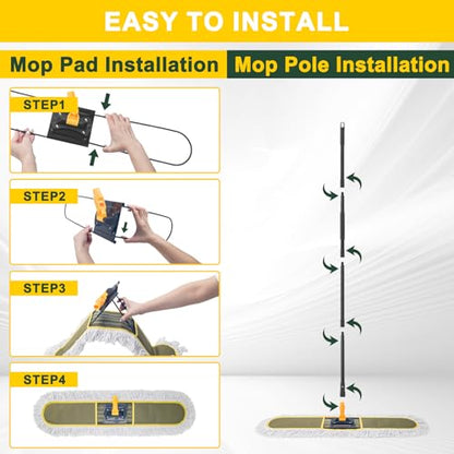 36" Commercial Dust Mop for Floor Cleaning with 1 Refill, 60.5 Inch - size: 36 inch