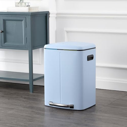 happimess Marco 10.6 Gal Double Bucket Step Trash Can, Tide Pool Blue - color: Tide Pool Blue