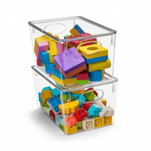 Sorbus Clear Toy Storage Bins with Lids, Stackable (Large, 2 Pack) - size: Large, style: 2 Pack