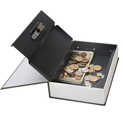 Decaller Book Safe with Combination Lock, Diversion Hidden Secret Metal Lock Box for Home Security, Money & Jewelry, 9.5" x 6.2" x 2.2", Dictionary Black - color: Dictionary Black, size: Combination Lock