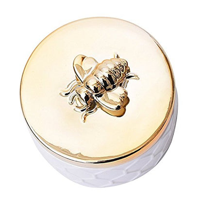 Owlgift Ceramics Jewelry Box w/Accessories Organizer Storage Tank Container (Bee Lid)