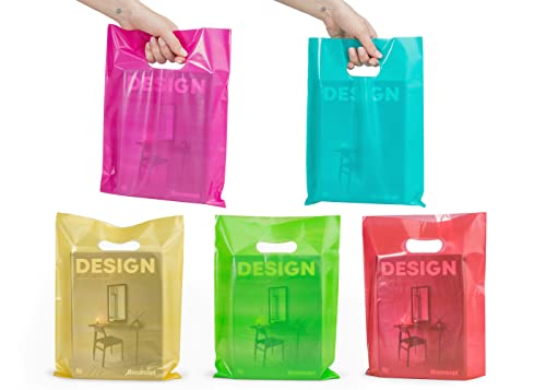 Choice Marts 100 Multicolor Plastic Bags With Handles 9x12 Merchandise Bags - color: Multicolor