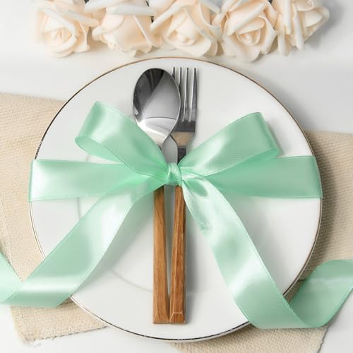 Mint Green Satin Ribbon 1 Inch x 100 Yards - color: Mint Green