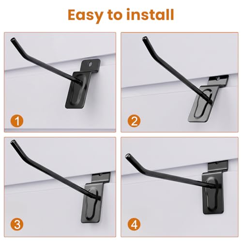 Slatwall Hooks 60 Pack Three Sizes 4/6/8 Inch Slat Wall Hanging Hook