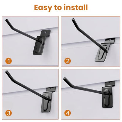 Slatwall Hooks 60 Pack Three Sizes 4/6/8 Inch Slat Wall Hanging Hook