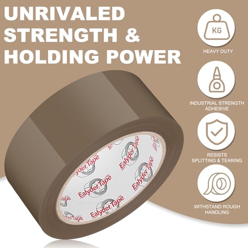 3 Rolls Brown Packing Tape 2" x 60Yd with Dispenser Heavy Duty Tape - size: Brown, 3 Rolls - 2In x 60Yd