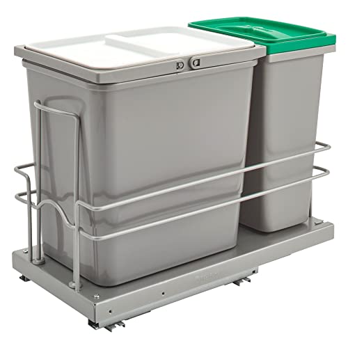 Rev-A-Shelf Undermount Trash Can & Recycle Bin w/Soft-Close, 15L/8L