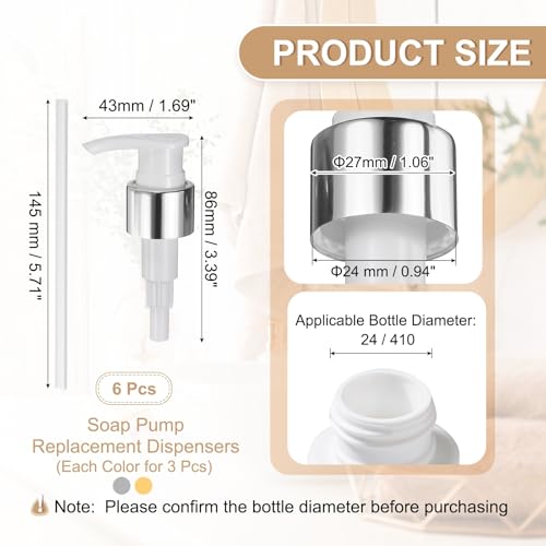 uxcell Soap Dispenser Pump Heads Gold White/Silver White 12 Pcs Pcs - color: Gold White/Silver White, size: 24/410
