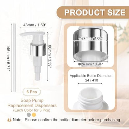 uxcell Soap Dispenser Pump Heads Gold White/Silver White 12 Pcs Pcs - color: Gold White/Silver White, size: 24/410