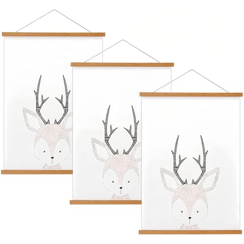 FALAMON 3 Pack Magnetic Poster Hanger Frame, 16x20 16x24 16x22 Teak Wood Magnet Poster Frame for Posters, Prints, Photos, Pictures, Maps, Scrolls, and Canvas Artwork - color: Teak Wood, size: 16 inch(3 Pack)