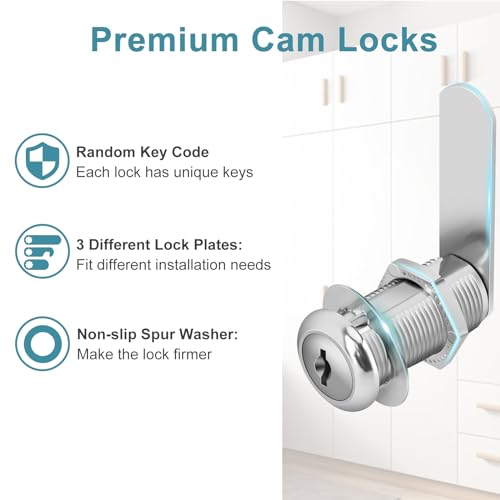 1-1/2" Cam Lock Keyed Different Cabinet Locks with Keys Secure Files Drawers RV Storage Locks Replacement Set, Zinc Alloy(Silver 2PCS,1-1/2 Inch) - size: 1-1/2 Inch