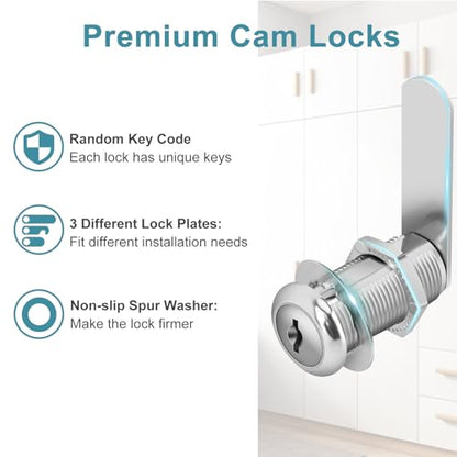 1-1/2" Cam Lock Keyed Different Cabinet Locks with Keys Secure Files Drawers RV Storage Locks Replacement Set, Zinc Alloy(Silver 2PCS,1-1/2 Inch) - size: 1-1/2 Inch
