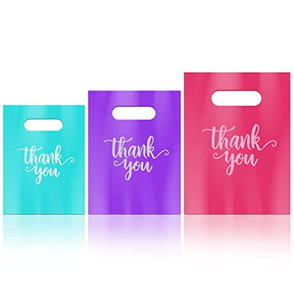Eersida 200 Pcs Thank You Bags for Small Business, Pink, Purple, Turquoise - color: Pink, Purple, Turquoise