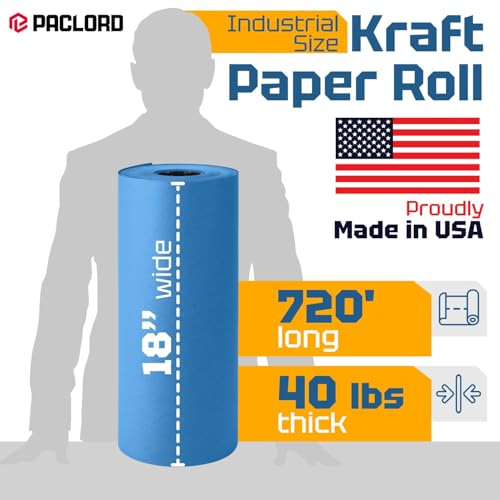 USA Made 18" x 8640" (720 ft) Dark Blue Kraft Paper Roll, Large Size - color: Dark Blue, size: 1 Roll