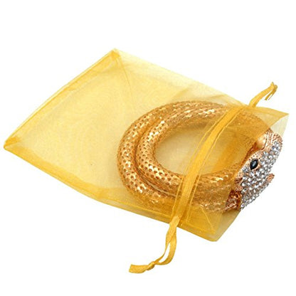 Wudygirl 100 PCS Organza Bags 3.9"x4.7" Gift Bags with Drawstring Gold - color: Gold, size: 3.9x4.7 IN