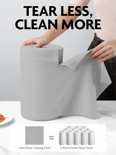 Fantasticlean Microfiber Cleaning Cloth Rolls- 150 Sheets (2 Rolls of Grey) - color: Grey, size: 150 pack