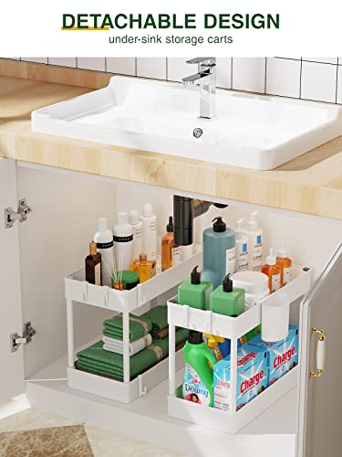 LEHOM Slim Rolling Storage Cart - 4 Tiers Bathroom Organizer Utility Cart - color: Pear White