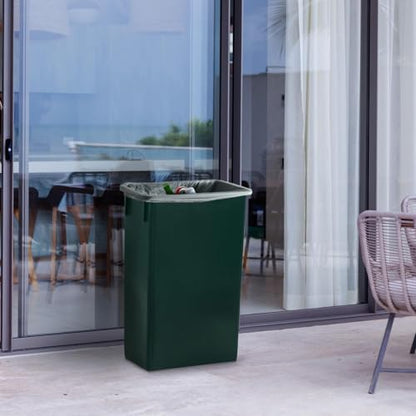Plexon 23-Gallon Trash Can – Tall Narrow Garbage Bin for Kitchen, Home, Garage, or Commercial Use – Set of 2, Green