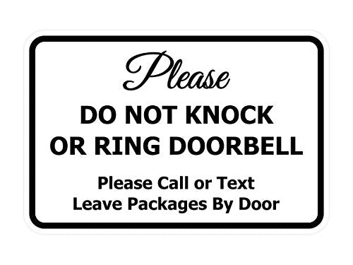 Signs ByLITA Classic Framed Please Do Not Knock Or Ring Doorbell Wall or Door Sign - Easy Installation | Mail Delivery Instruction | Do Not Disturb (White) - Small 1 Pack - color: White, size: 4 x 6" - Small (1 Pack)