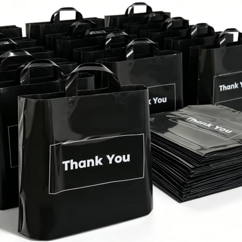 Thickened 50 Pack Thank You Bags for Small Business 10x12inch with Handles - size: 10x12inch