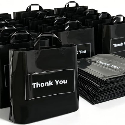 Thickened 50 Pack Thank You Bags for Small Business 10x12inch with Handles - size: 10x12inch