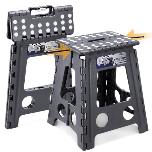 Delxo 16 Inch Folding Step Stool,Foldable Step Stool for Adults Dark Grey - color: Dark Grey, size: 16 Inch