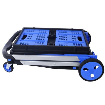 2-Tier Folding Shopping Cart with Baskets, Foldable Grocery Carts on Wheels for Market, Heavy Duty Utility Wagon Foldable Market Cart for Groceries Laundry Apartment Shopping Carts On Wheels