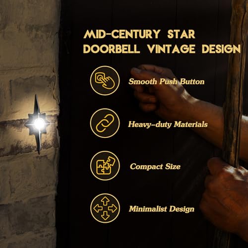 Lighted Wired Doorbell Button, Metal Wall Mount Push Button, Black