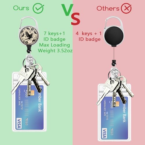 Giancomics Goth Crow Lanyards for ID Badges, Badge Holder Retractable Reel - color: Floral Crow