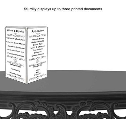 Three Sided Sign Holder 5 x 7 Inch Multi Panel Layout Table Tent Display Documents Itinerary Agenda Office Hours Instructions Clear Acrylic in Offices Workplaces Libraries by Marketing Holders