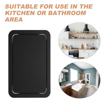 STOBAZA Stainless Steel Recessed Trash can Lid Rectangle Swing Flap Cover for Countertop Wastebasket 10.23 X 6.88 X 1.18 in Replacement for Kitchen Bathroom Office - color: Black