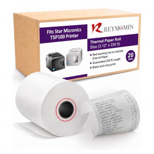 Thermal Paper Compatible with Star Micronics TSP100iii, TSP100-20 Rolls - size: 20 Rolls, style: Star Micronics