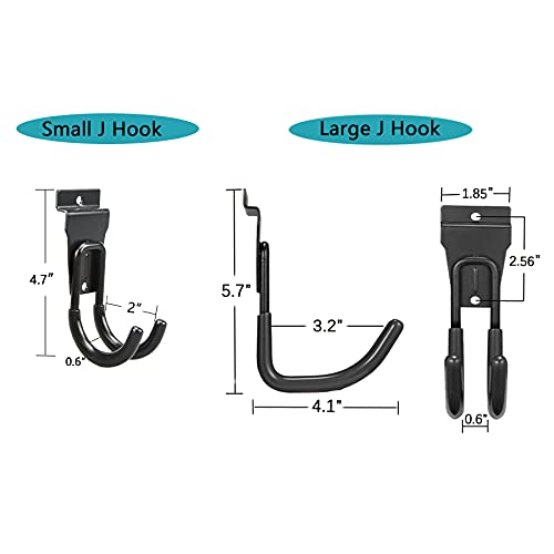 Slatwall Hooks 14 Pack, Heavy Duty Garage Wall Organizer, Multi-Size Hanging Hooks Compatible with Proslat, StoreWALL and HandiWall