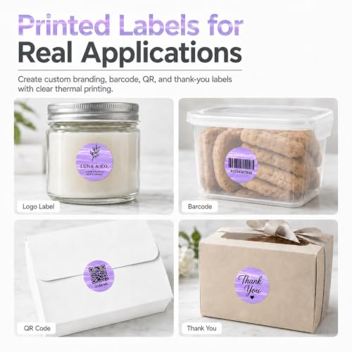 Round Holographic Purple Thermal Label 1.5 in Vinyl Sticker 200 PCS - color: Holographic Purple, size: 1.5 × 1.5 Inch