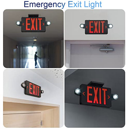 GZRUIYANG Black Housing Exit Sign with Emergency Lights Red, LED Emergency Exit Light with Battery Backup, UL 924 Certified, AC 120/277V, Commercial Emergency Lights Combo for Business - 1 Pack - color: Black Housing Red Letter, size: 1 Pack