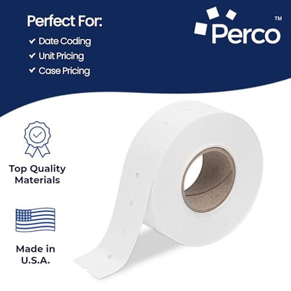 Perco 1 Line Removable Adhesive Labels - 80,000 Blank Price and Date Gun Labels for Perco Lite, X, Plus and Pro 1 Line Price and Date Guns - 80 Rolls, 10 Sleeves - Made in USA - size: 10 Sleeves