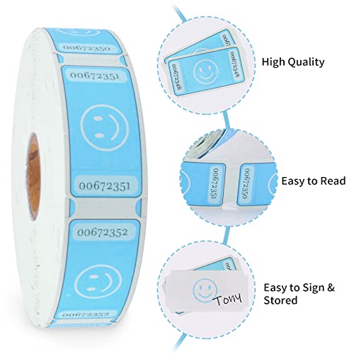 LLIKED Smile Raffle Tickets Roll 1"x2" for Events 1000 Blue - color: Blue