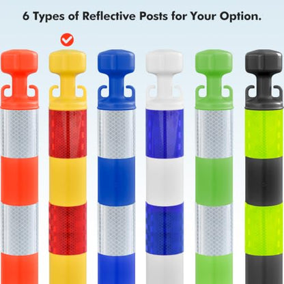 6 Pack 40" Stanchions, Chain Barriers for Crowd Control, Yellow - color: Yellow Red