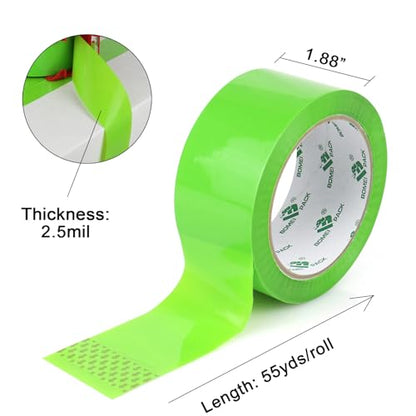 BOMEI PACK Light Green Packing Tape 2.5mil x 1.88" x 55 Yards, 3 Rolls Industrial Heavy Duty Packaging Tape for Packing Shipping Moving and Storage - color: light green