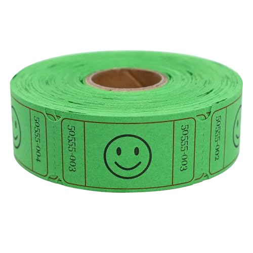 LLIKED 500 Raffle Tickets 1x2inch Smile Green Single Roll for Events - color: Green, size: 1"x2"