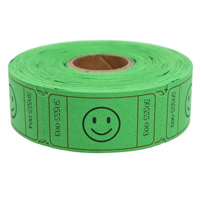 LLIKED 500 Raffle Tickets 1x2inch Smile Green Single Roll for Events - color: Green, size: 1"x2"