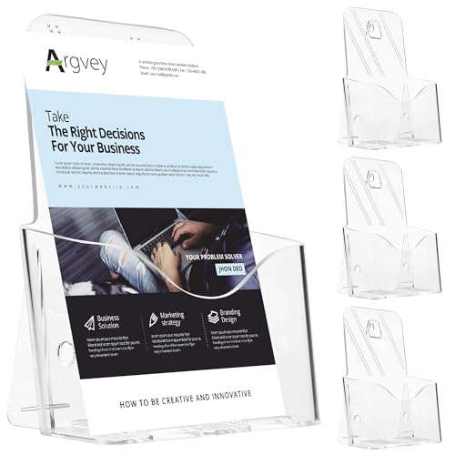 Acrylic Brochure Holder 6 x 9, Bifold Pamphlet Holder Display Stand, 4 Pack - size: 4 Pack