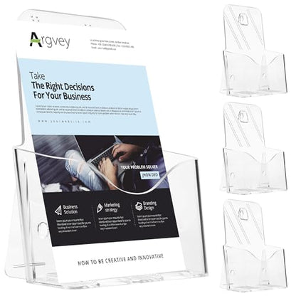 Acrylic Brochure Holder 6 x 9, Bifold Pamphlet Holder Display Stand, 4 Pack - size: 4 Pack