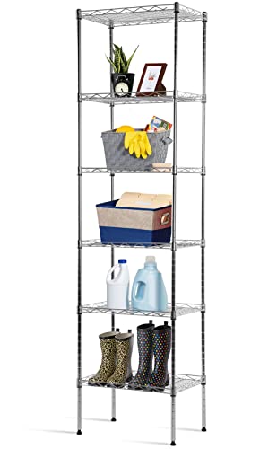 6 Tier Wire Shelving Unit, Adjustable Shelves16.7X 11.8 x 63 - color: Chrome, size: 11.8"D x 16.7"W x 63.6"H